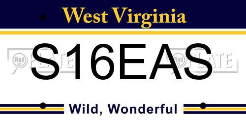 S16EAS West Virginia License Plate
