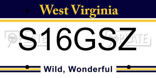 S16GSZ West Virginia License Plate