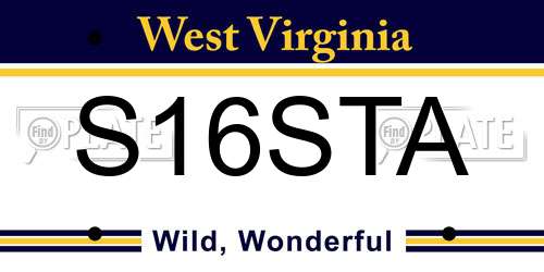 S16STA West Virginia License Plate
