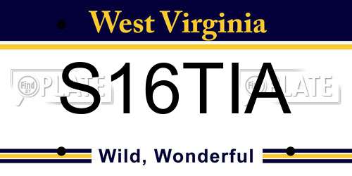 S16TIA West Virginia License Plate