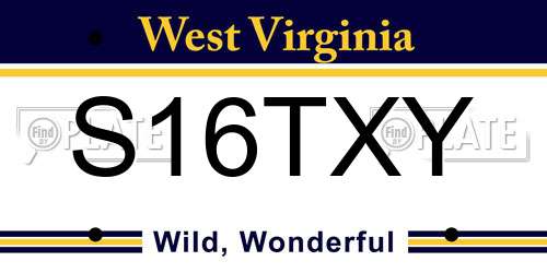 S16TXY West Virginia License Plate