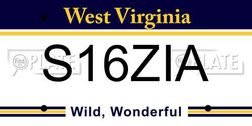 S16ZIA West Virginia License Plate