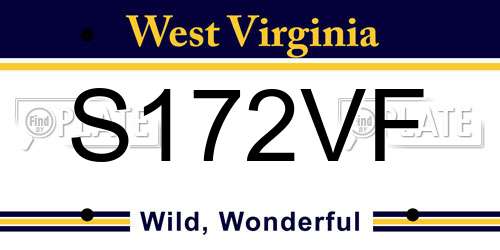 S172VF West Virginia License Plate