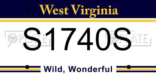 S1740S West Virginia License Plate