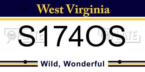 S174OS West Virginia License Plate