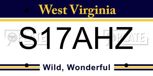 S17AHZ West Virginia License Plate