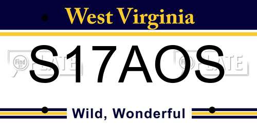 S17AOS West Virginia License Plate