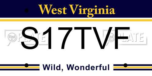 S17TVF West Virginia License Plate