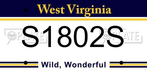 S1802S West Virginia License Plate