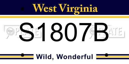 S1807B West Virginia License Plate