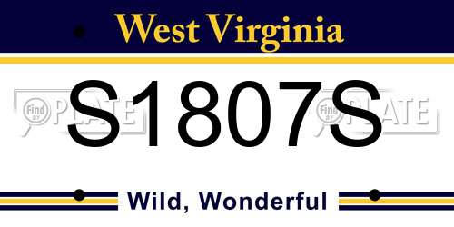 S1807S West Virginia License Plate