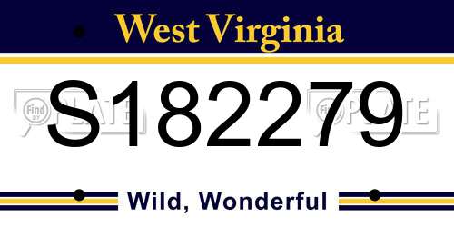S182279 West Virginia License Plate