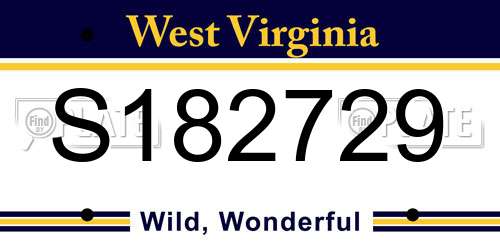 S182729 West Virginia License Plate