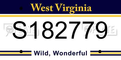 S182779 West Virginia License Plate