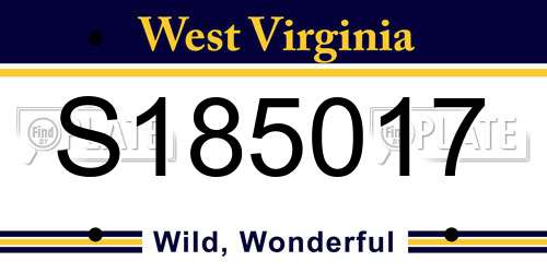 S185017 West Virginia License Plate