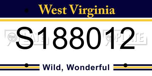 S188012 West Virginia License Plate
