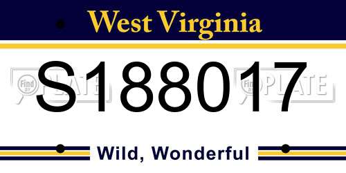 S188017 West Virginia License Plate