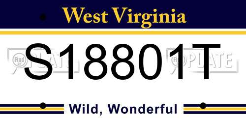 S18801T West Virginia License Plate