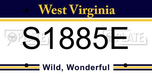 S1885E West Virginia License Plate