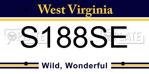 S188SE West Virginia License Plate
