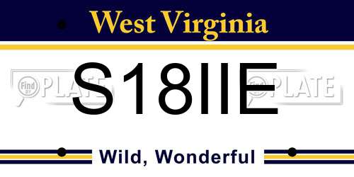 S18IIE West Virginia License Plate