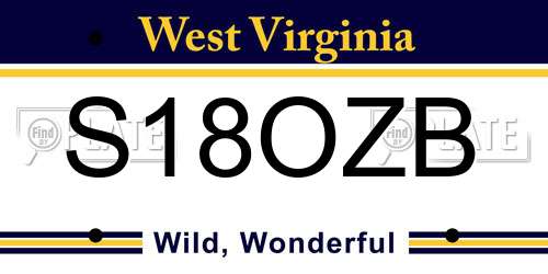 S18OZB West Virginia License Plate