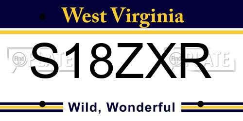 S18ZXR West Virginia License Plate