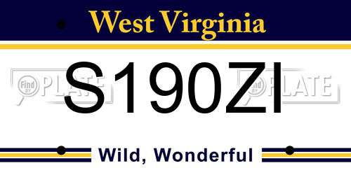 S190ZI West Virginia License Plate
