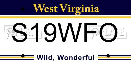 S19WFO West Virginia License Plate