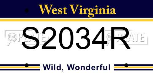 S2034R West Virginia License Plate