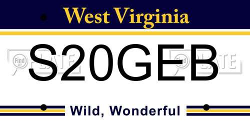 S20GEB West Virginia License Plate