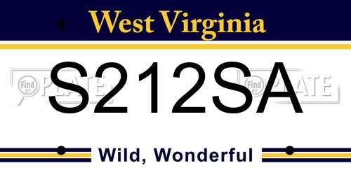 S212SA West Virginia License Plate