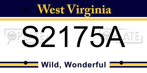 S2175A West Virginia License Plate