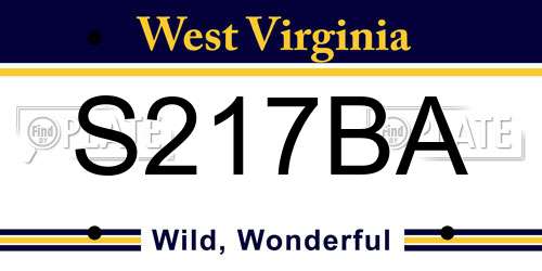 S217BA West Virginia License Plate