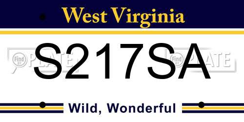 S217SA West Virginia License Plate