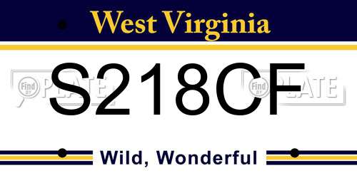 S218CF West Virginia License Plate