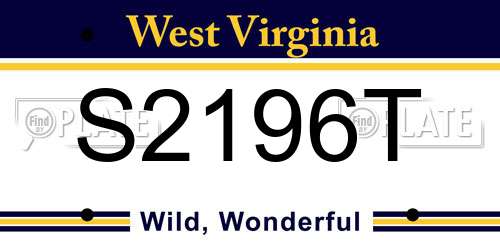 S2196T West Virginia License Plate