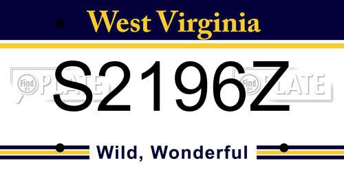 S2196Z West Virginia License Plate