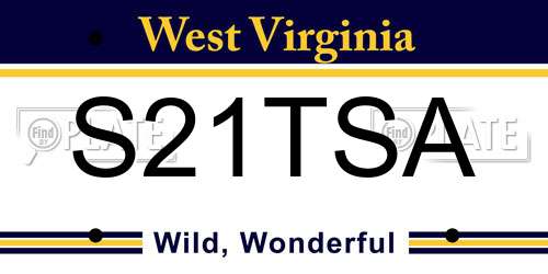 S21TSA West Virginia License Plate