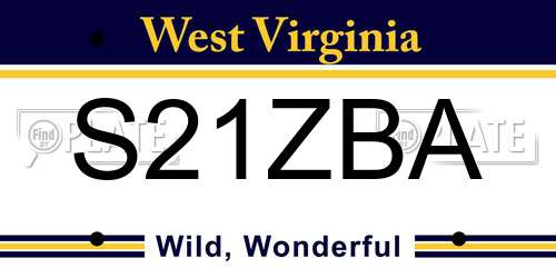 S21ZBA West Virginia License Plate