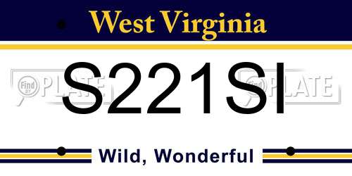S221SI West Virginia License Plate