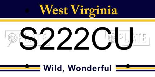 S222CU West Virginia License Plate