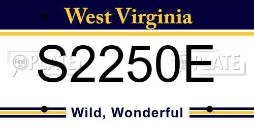 S2250E West Virginia License Plate