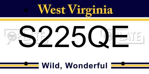 S225QE West Virginia License Plate
