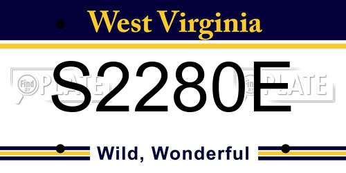 S2280E West Virginia License Plate
