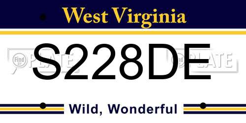 S228DE West Virginia License Plate