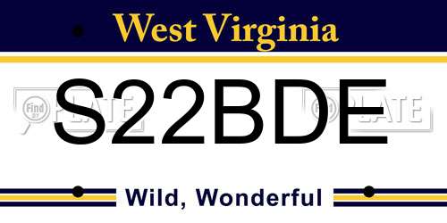 S22BDE West Virginia License Plate