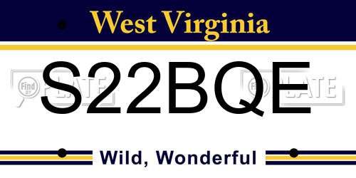 S22BQE West Virginia License Plate