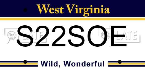 S22SOE West Virginia License Plate