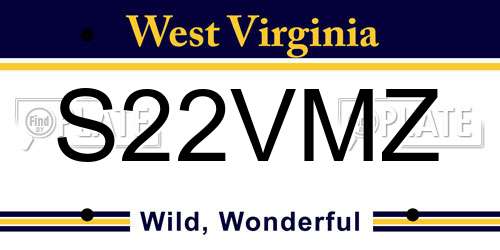 S22VMZ West Virginia License Plate